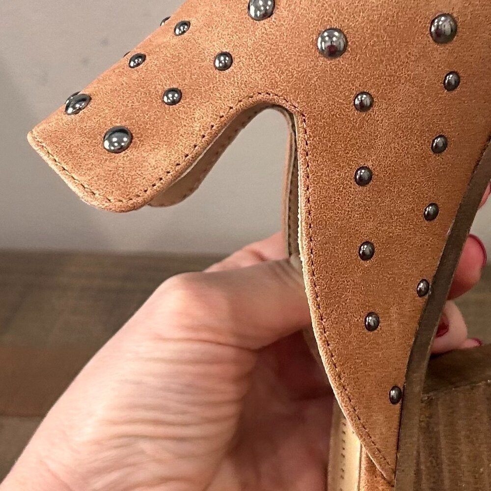 Studded Pointed Toe Mule in Tan - Women - Picture 6 of 8